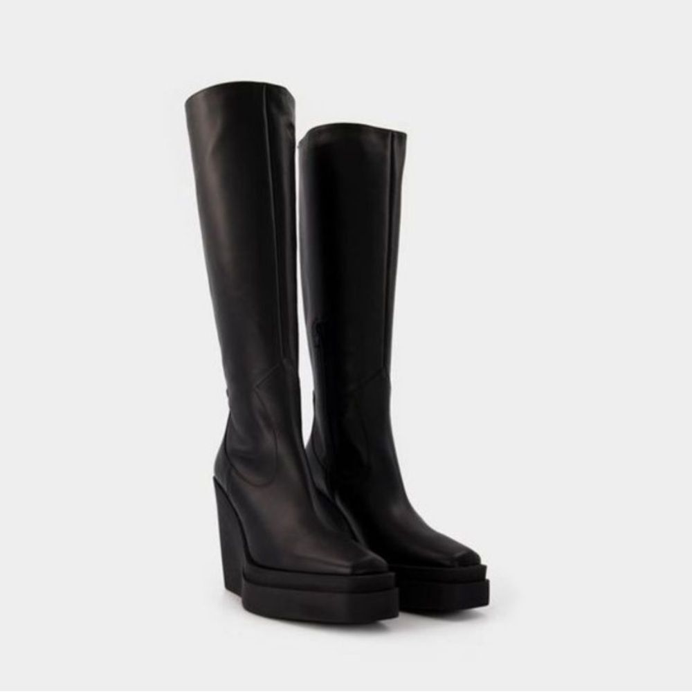 Gia Borghini Texan Boots in Black Leather